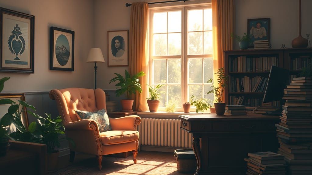 Cozy Home Office in Painterly Style