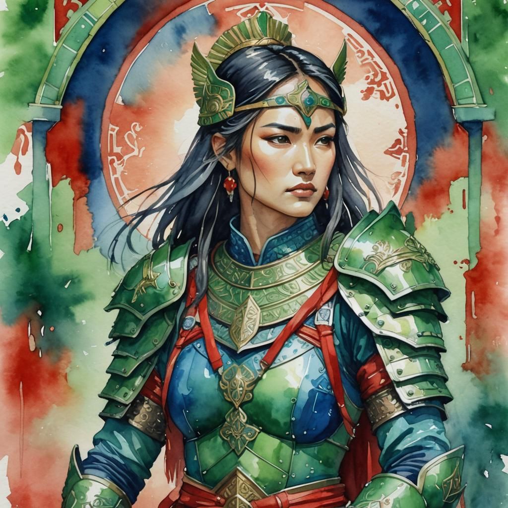 Paladin Warrior Watercolor Portrait