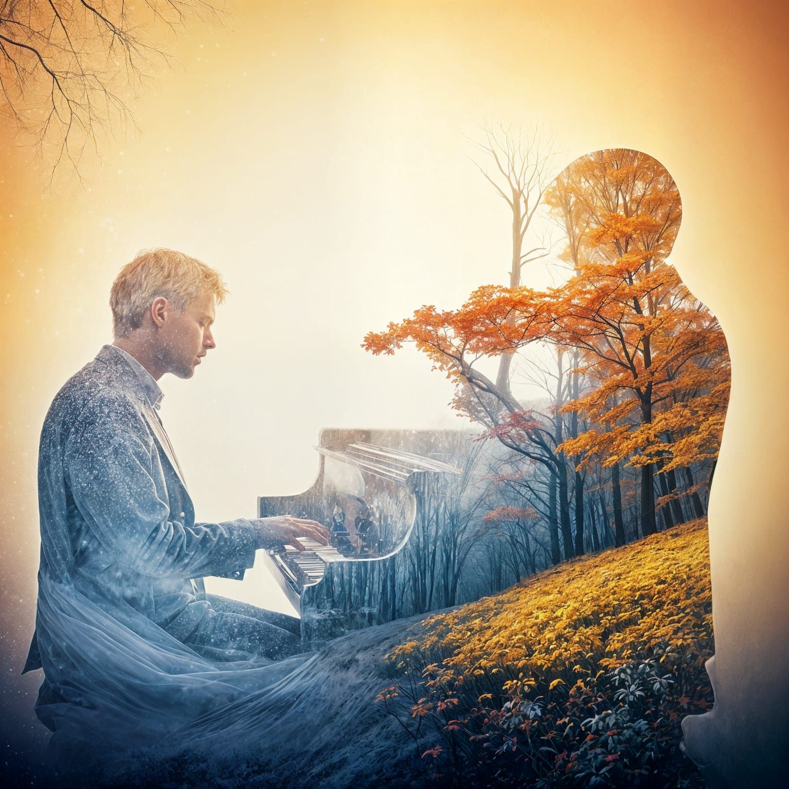 Seasonal Musicians in Double Exposure