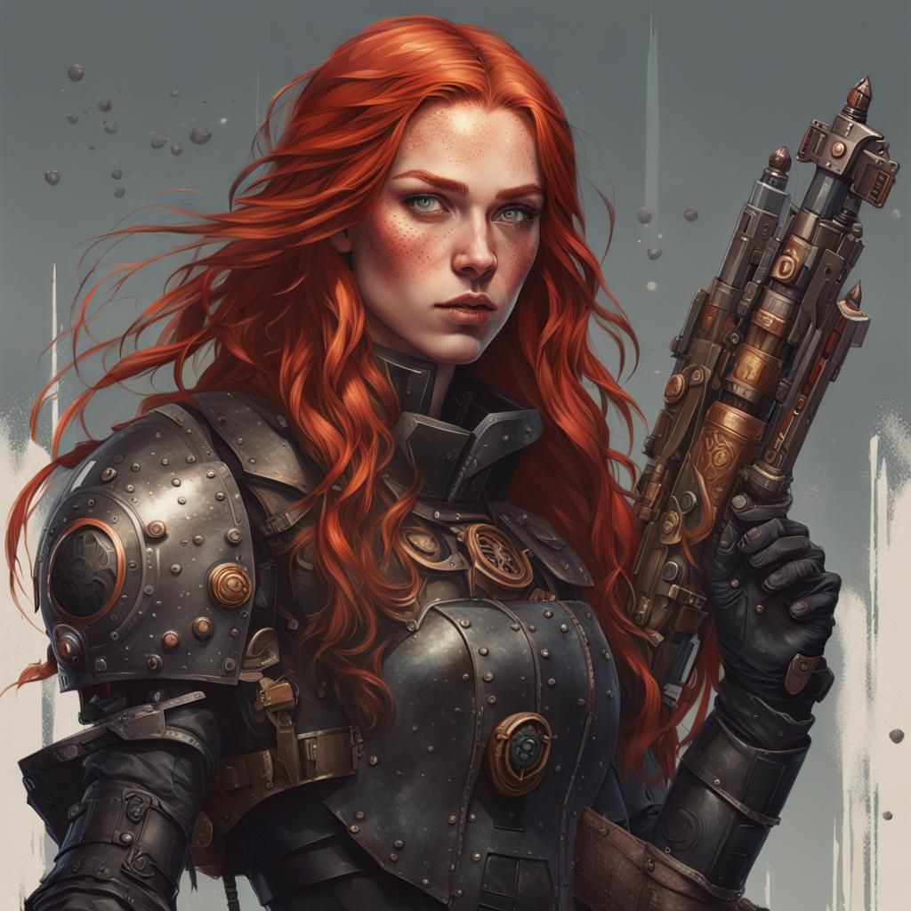 Steampunk Girl in Armor Concept Art Portrait