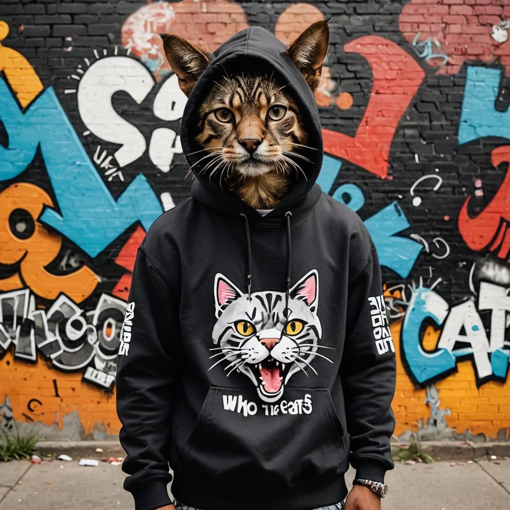 Dog in Hip-Hop Hoodie in Urban Setting