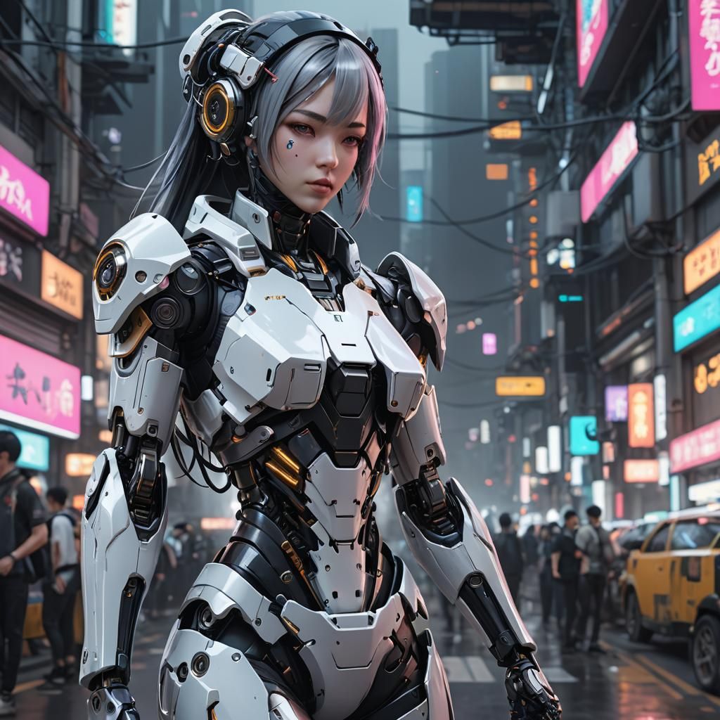 Cyberpunk Android Girl in Detailed 3D Anime Art