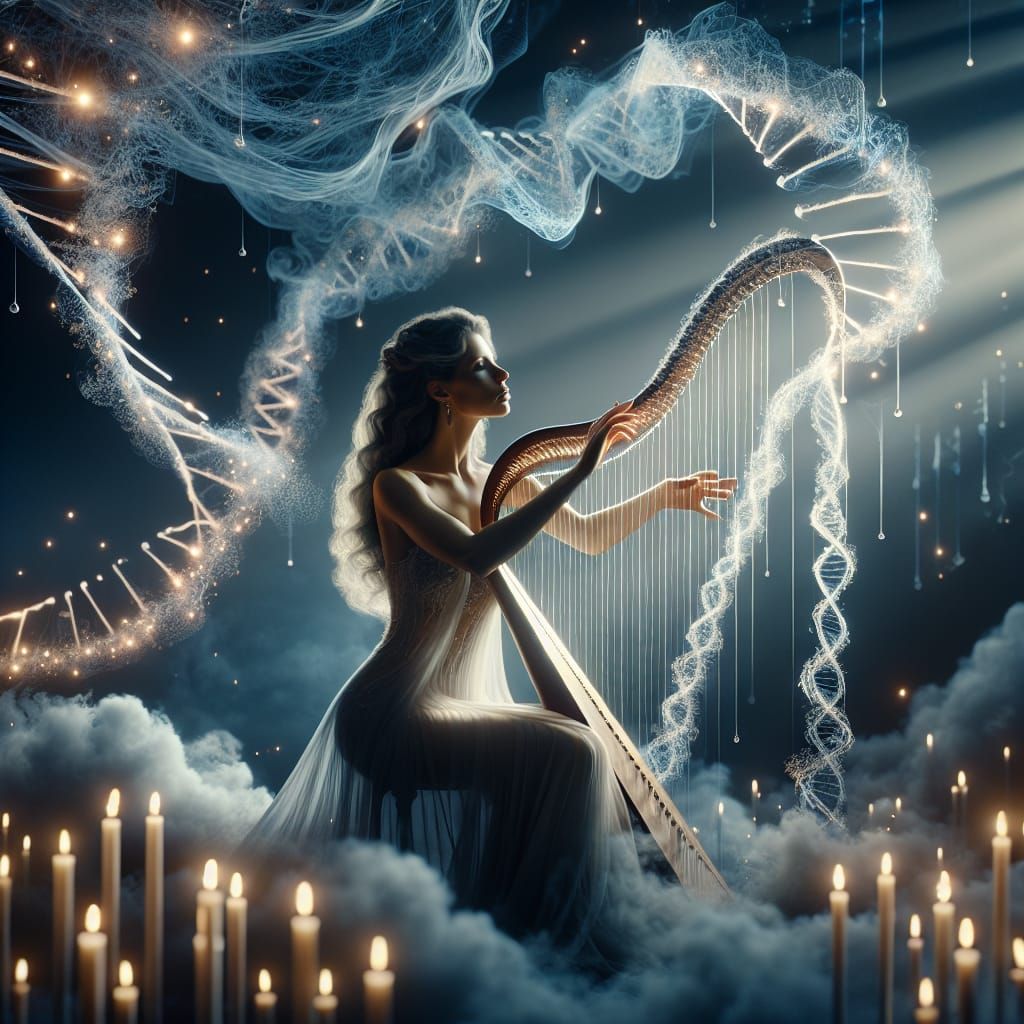 Ethereal Harpist Plays DNA Instrument
