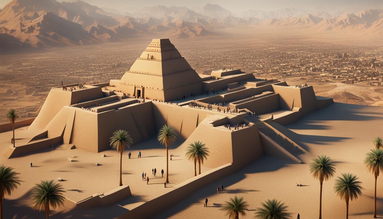 Hyperdetailed Aerial View of a Sumerian Megacity