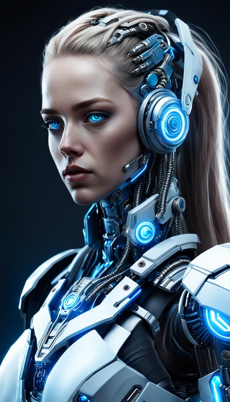 Cyborg Woman with Cybernetic Enhancements in Sci-Fi Art