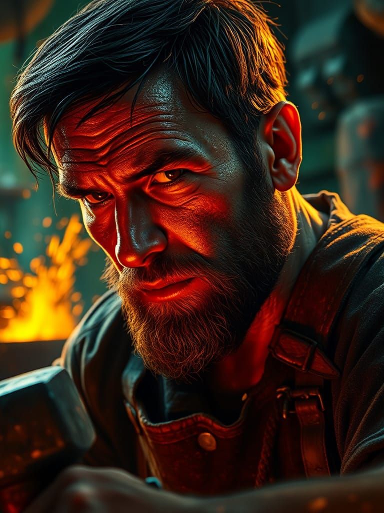 Blacksmith in Mystical Forge, Concept Art