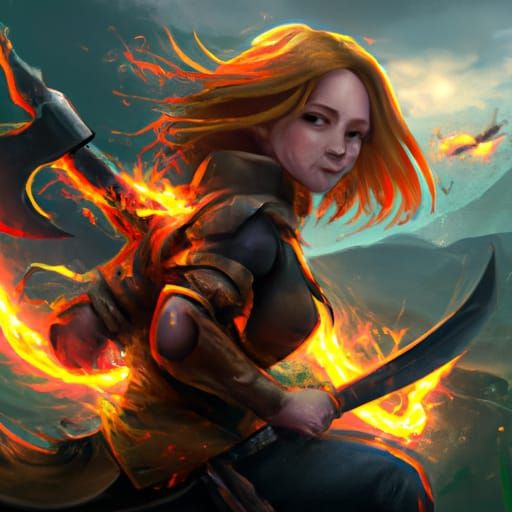 Knight in Fiery Forest: Photorealistic Digital Art