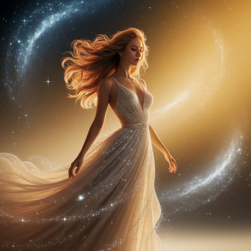Ethereal Woman Blending into Starry Skies
