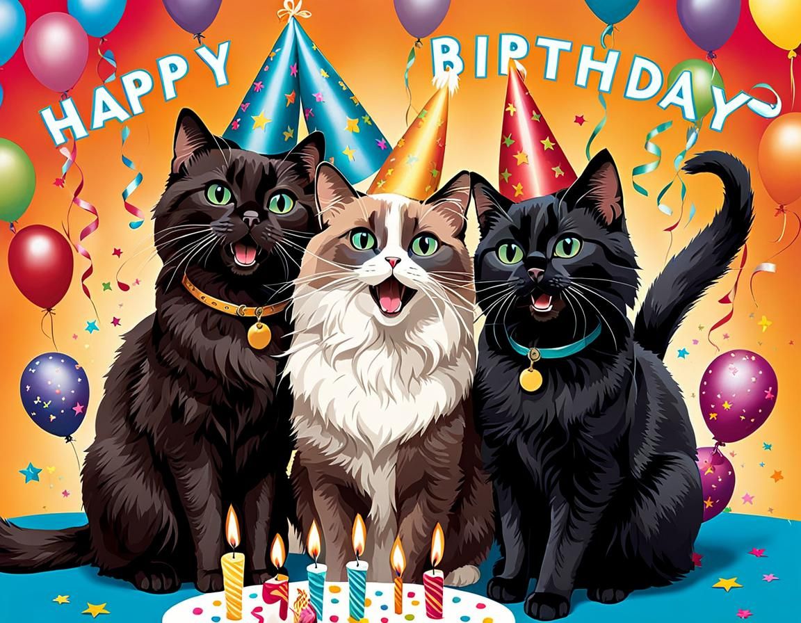 Birthday Card with Singing Cats