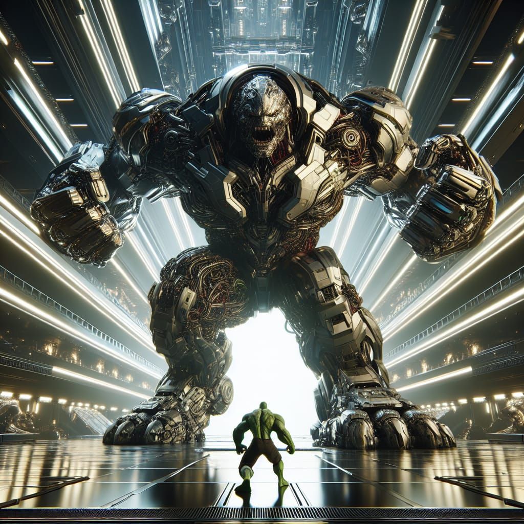 Futuristic Behemoth vs. Green Goliath in 8K