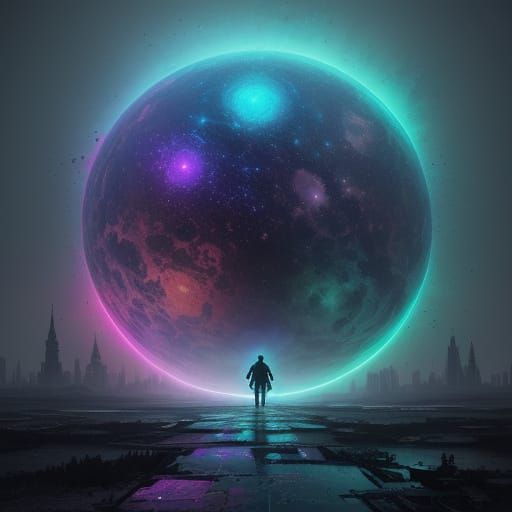 Lone Figure in Rain Soaked Apocalyptic City 8k