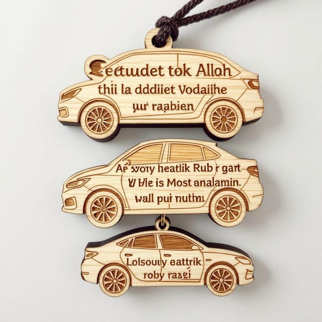 Islamic Car Charm with Quranic Inscriptions