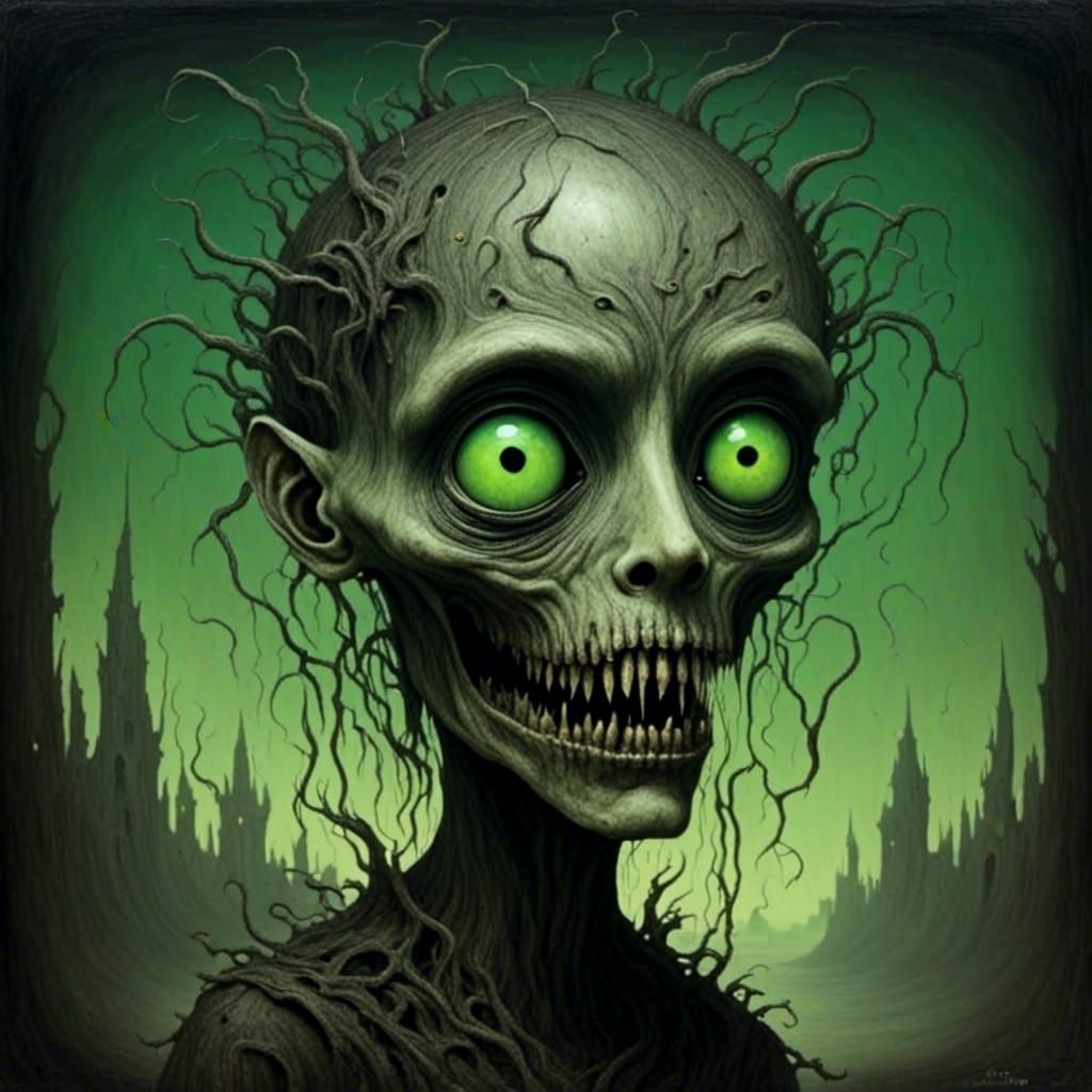 Eerie Creature Lurking in Dark Gothic Horror