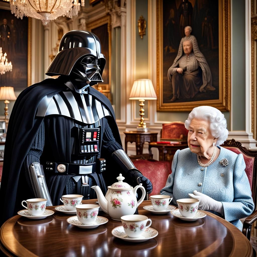 Darth Vader and Queen Elizabeth II Tea
