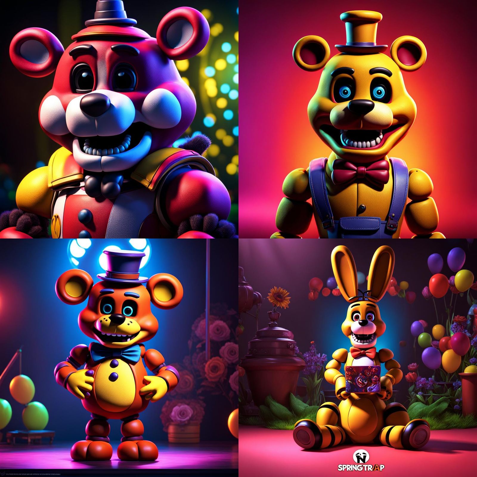 Springtrap from FNAF as Pixar-style 3D Art