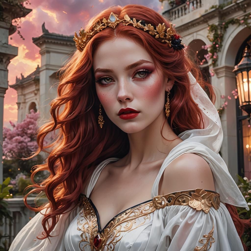 Fantasy Goddess Portrait in Mansion Gardens