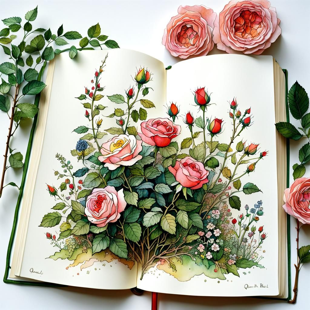 Fantasy Roses in Storybook Illustration Style