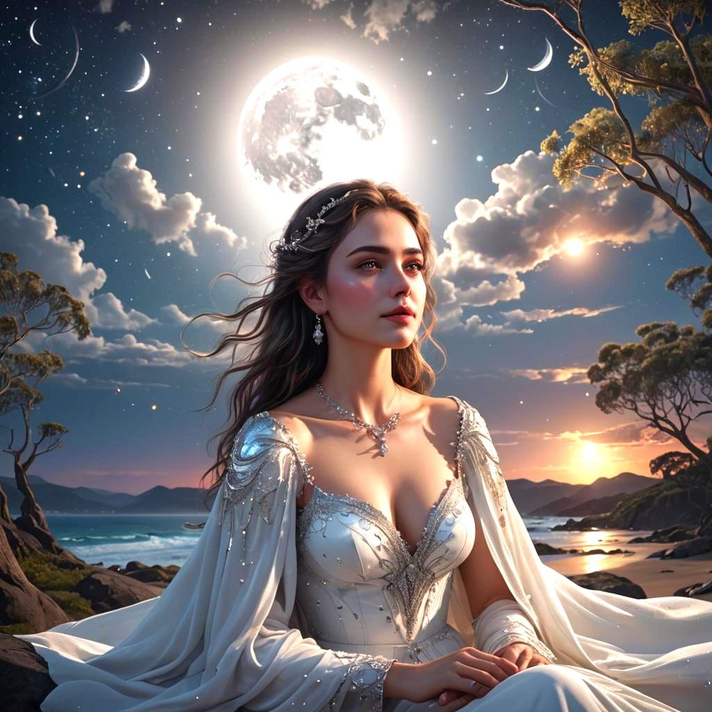 Lovers Gaze Under Australian Moonlit Sky