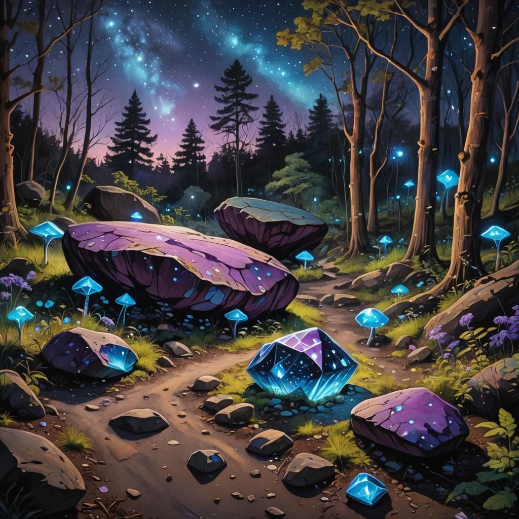 Bioluminescent Diamonds in Surreal Graffiti Art