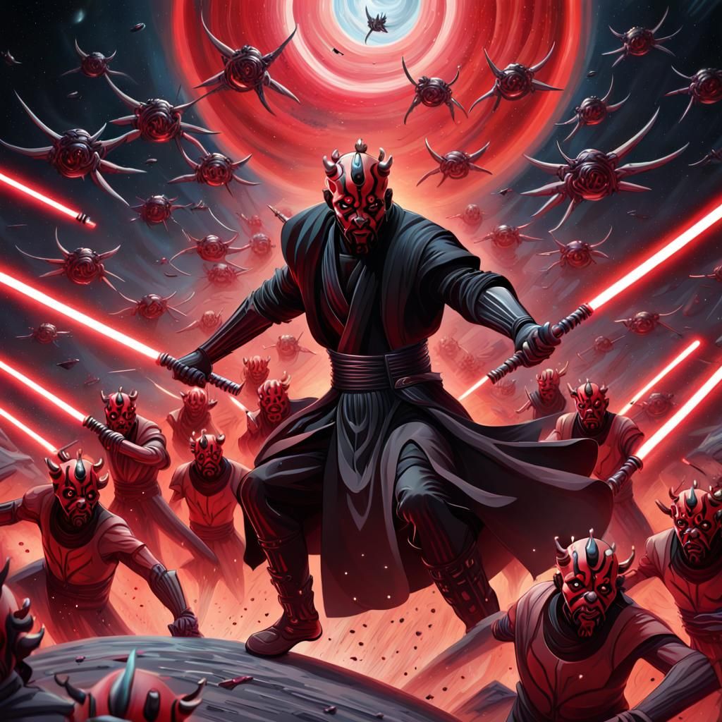 Darth Maul and Clones in Epic Oil Painting