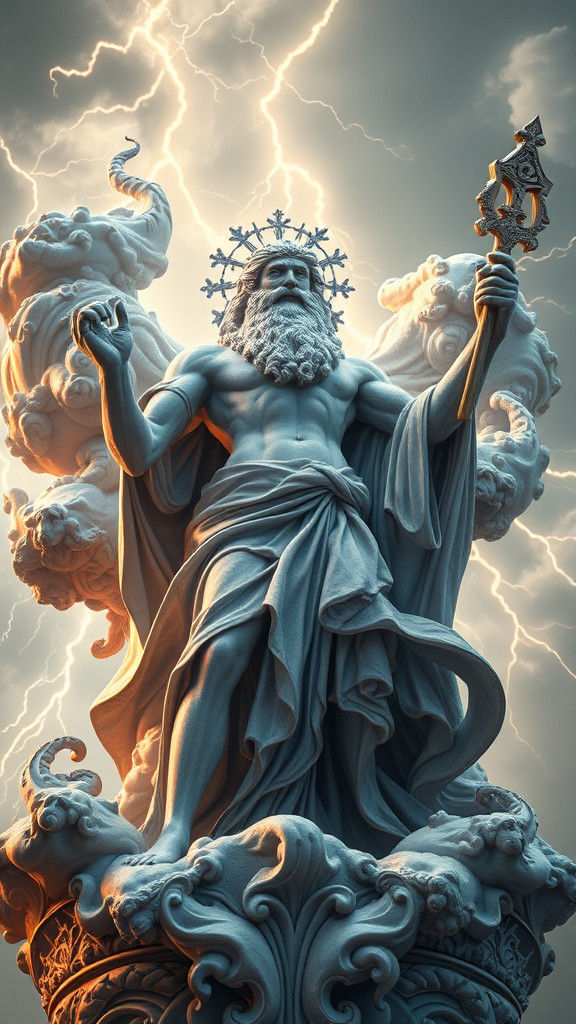 Majestic Zeus Sculpture in Baroque Style