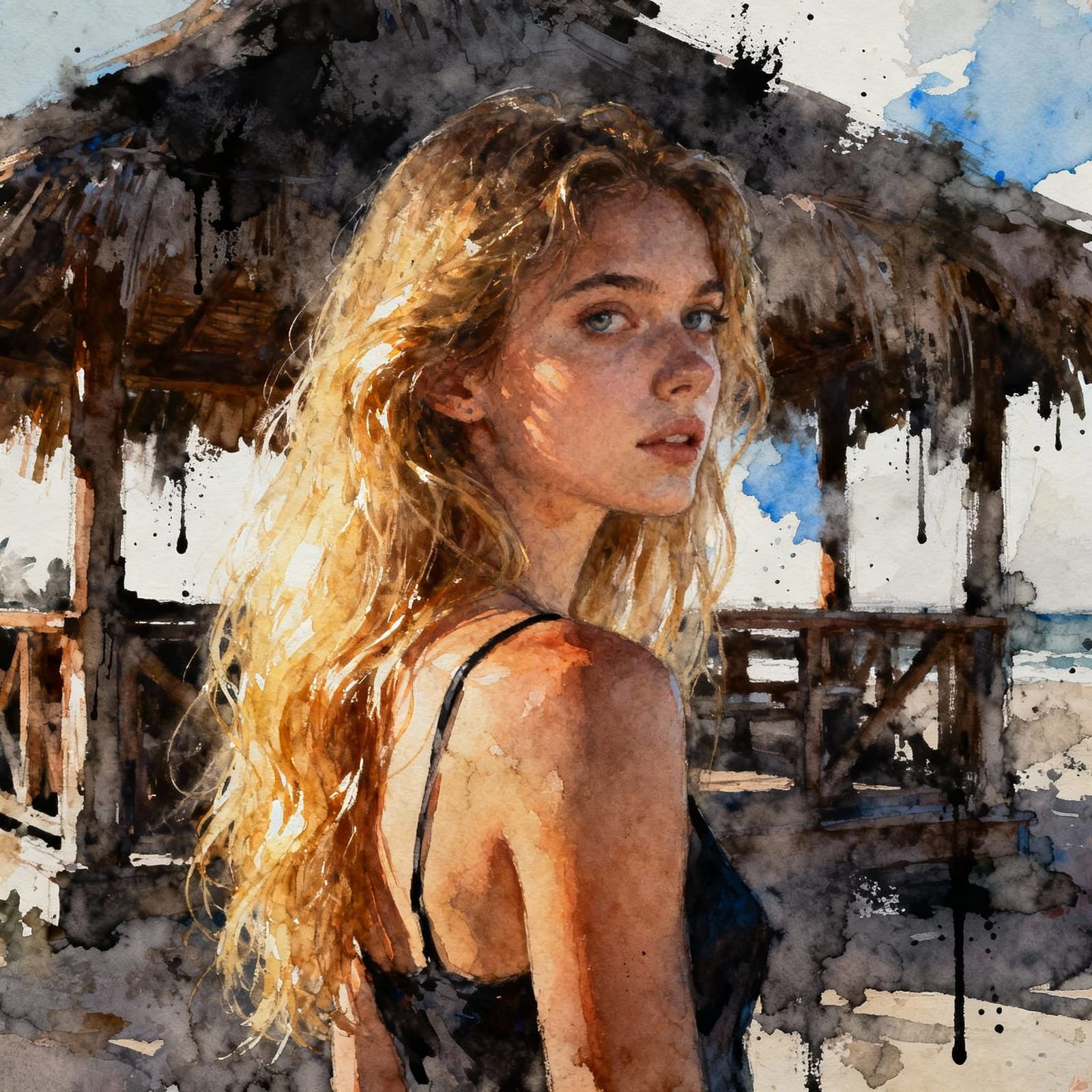 Ethereal Expressionist Portrait of a Woman in Urban Light