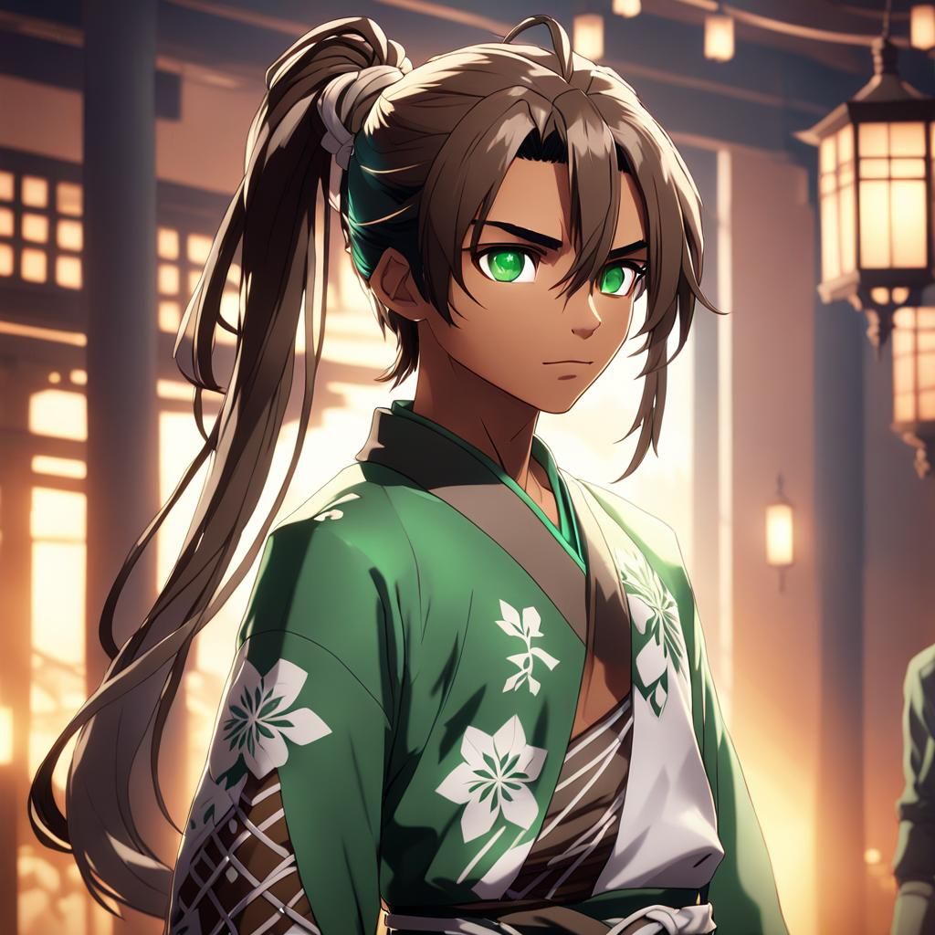 High School Boy in Anime Style