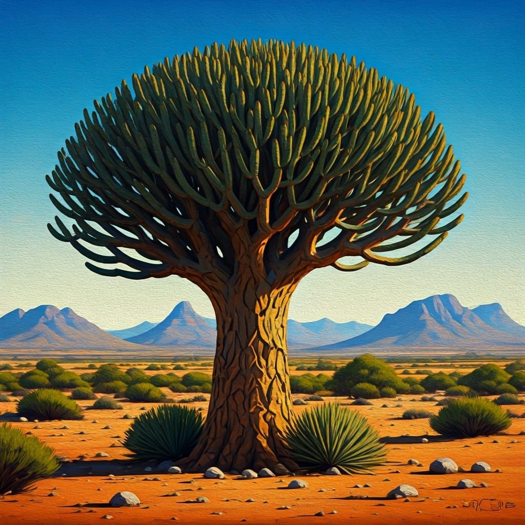 Naboom Candelabra Tree in Impressionist Style