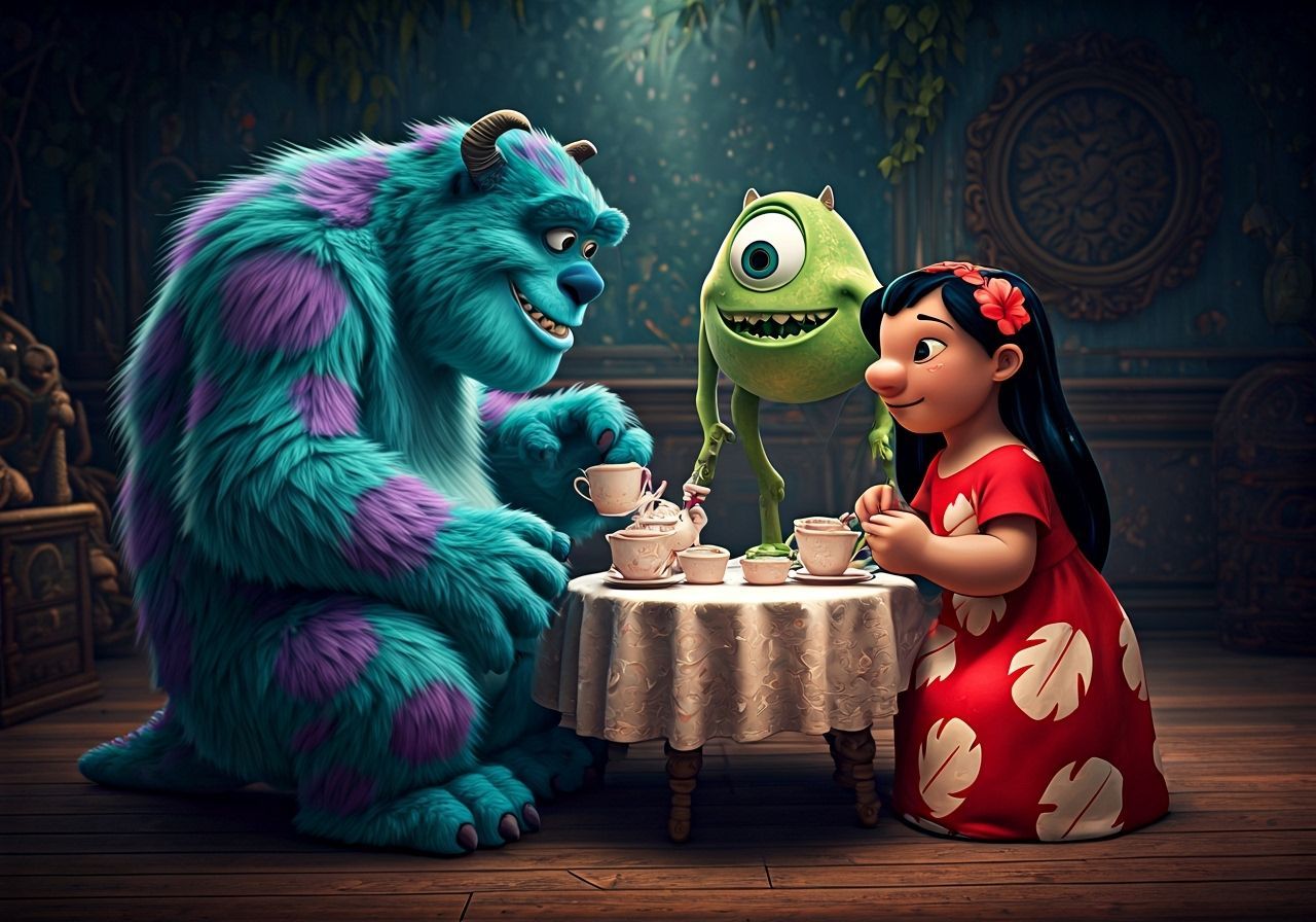 Lilo & Stitch Tea Party with Monsters Inc. Characters