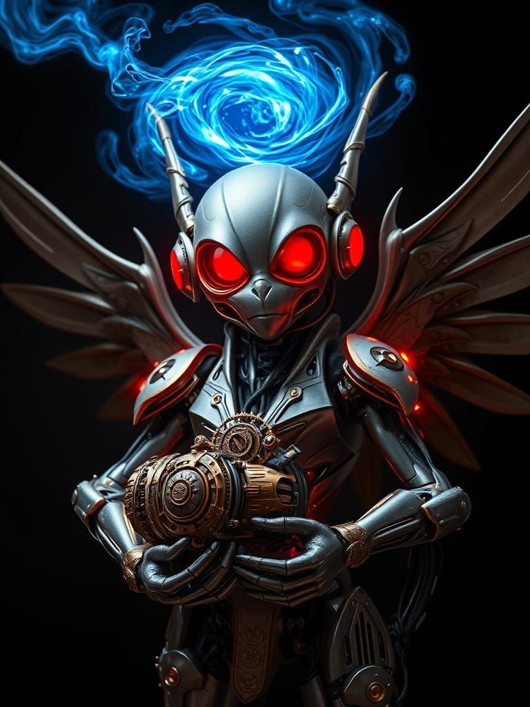 Cybernetic Being in Futuristic Armor