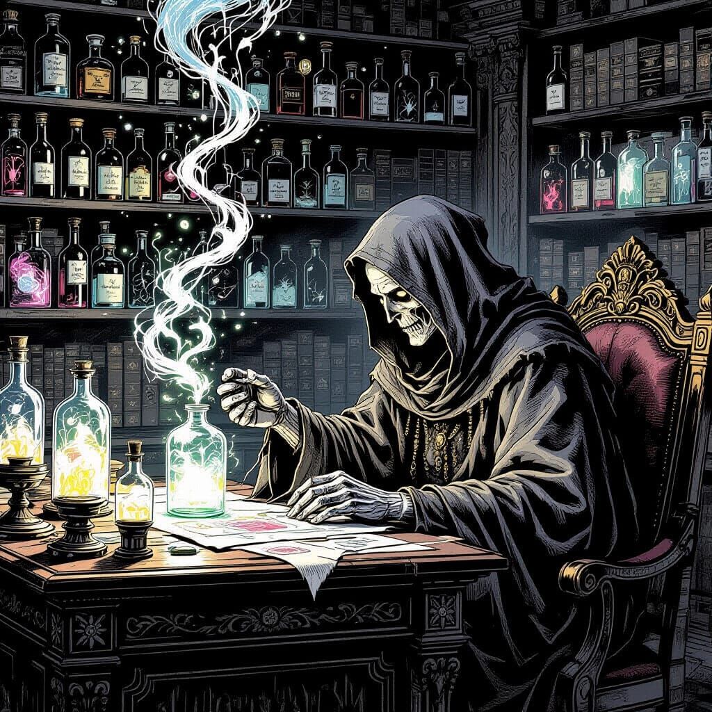 Memory Weaver in Ink Illustration Style