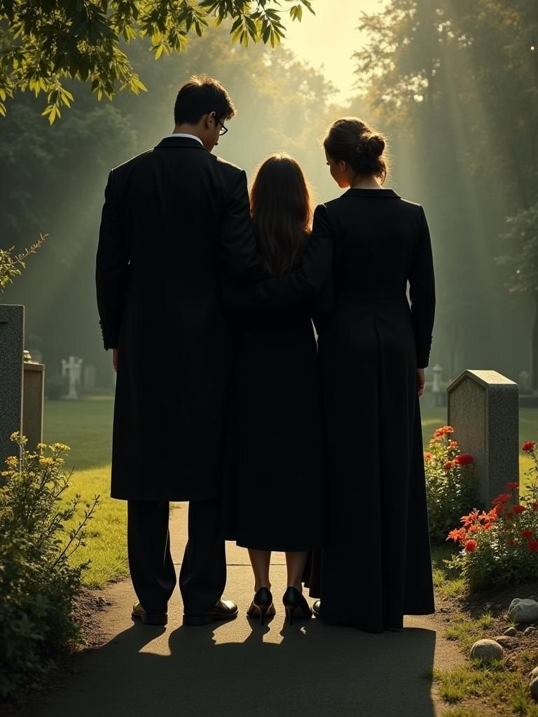 Siblings United in Grief at Parents' Gravesite