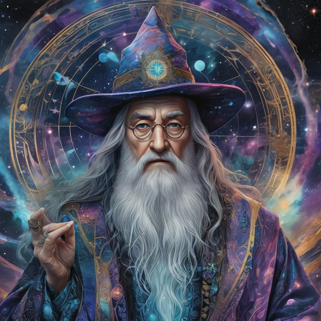 Astral Dumbledore Holographic Illustration
