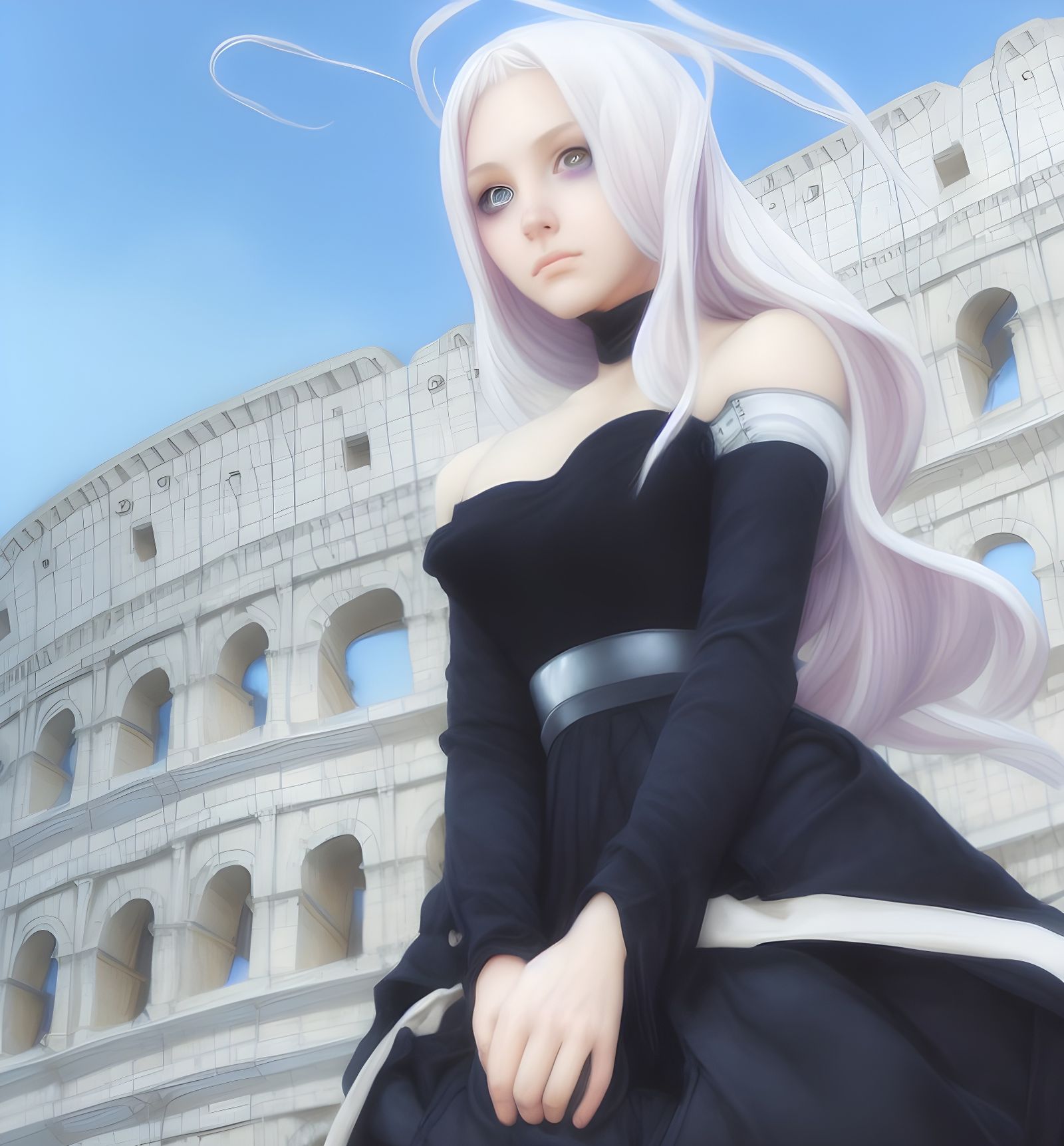 Anime Girl Portrait in Colosseum, Digital Art