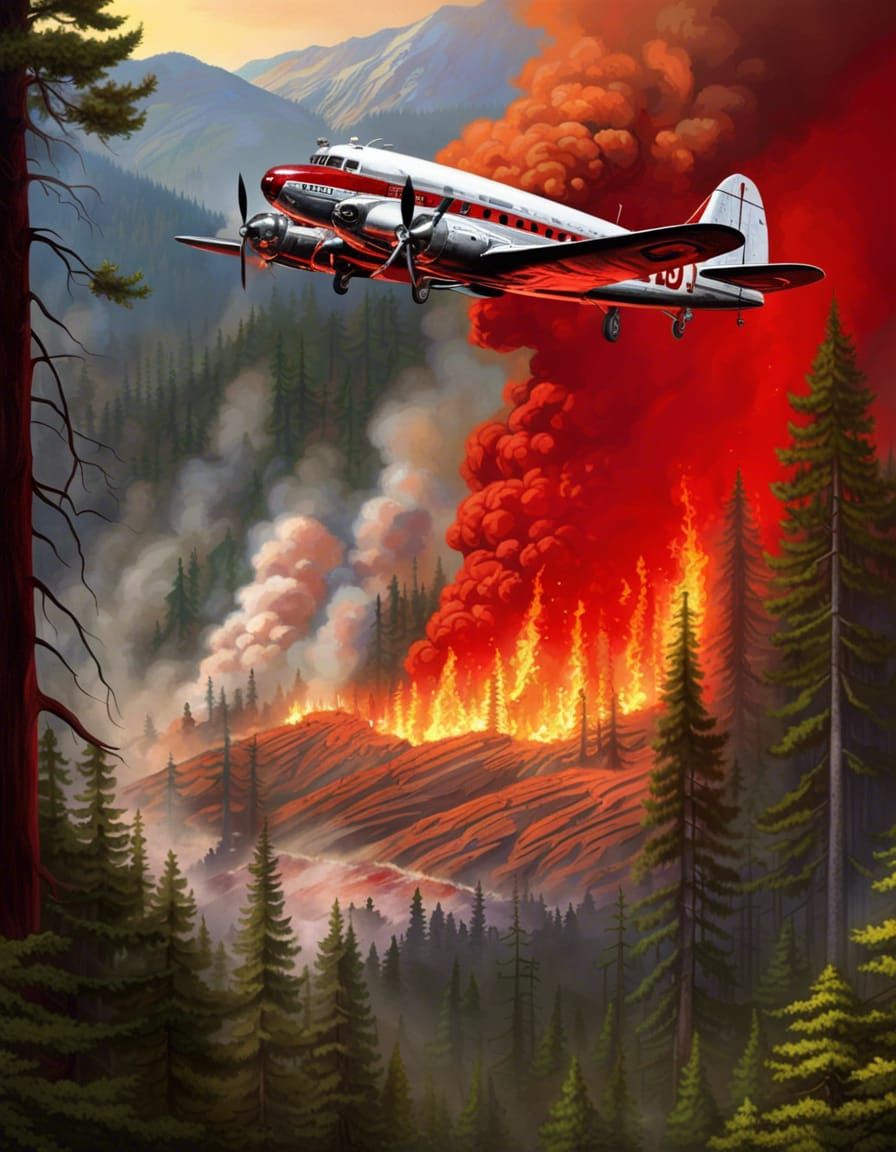 The Iconic Douglas DC-3 Fighting a Forest Fire in the Wilderness