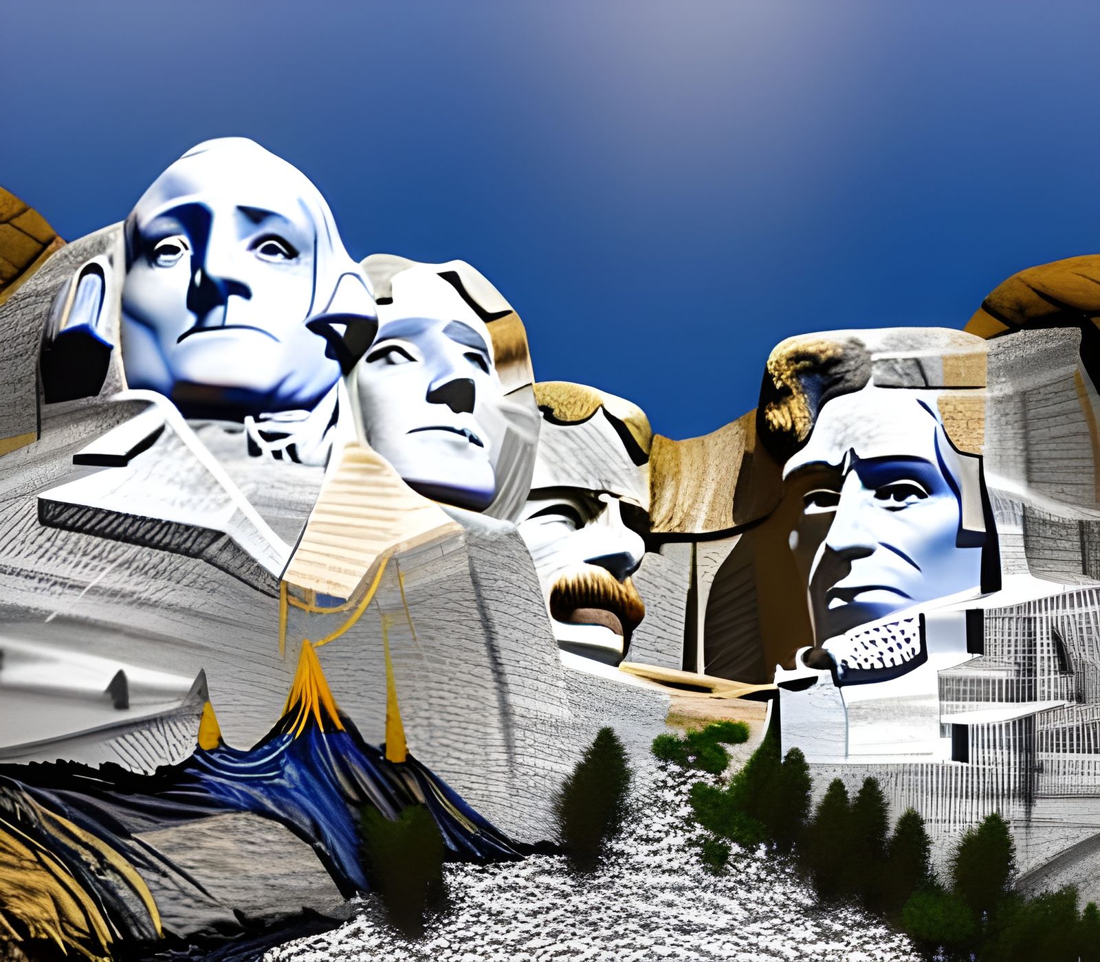 Mount Rushmore in Contemporary Impressionism Style