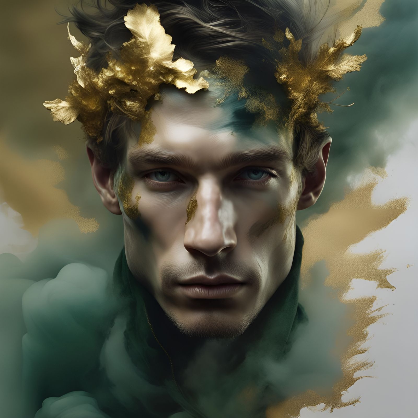 Striking Portrait with Gold Leaf Accents