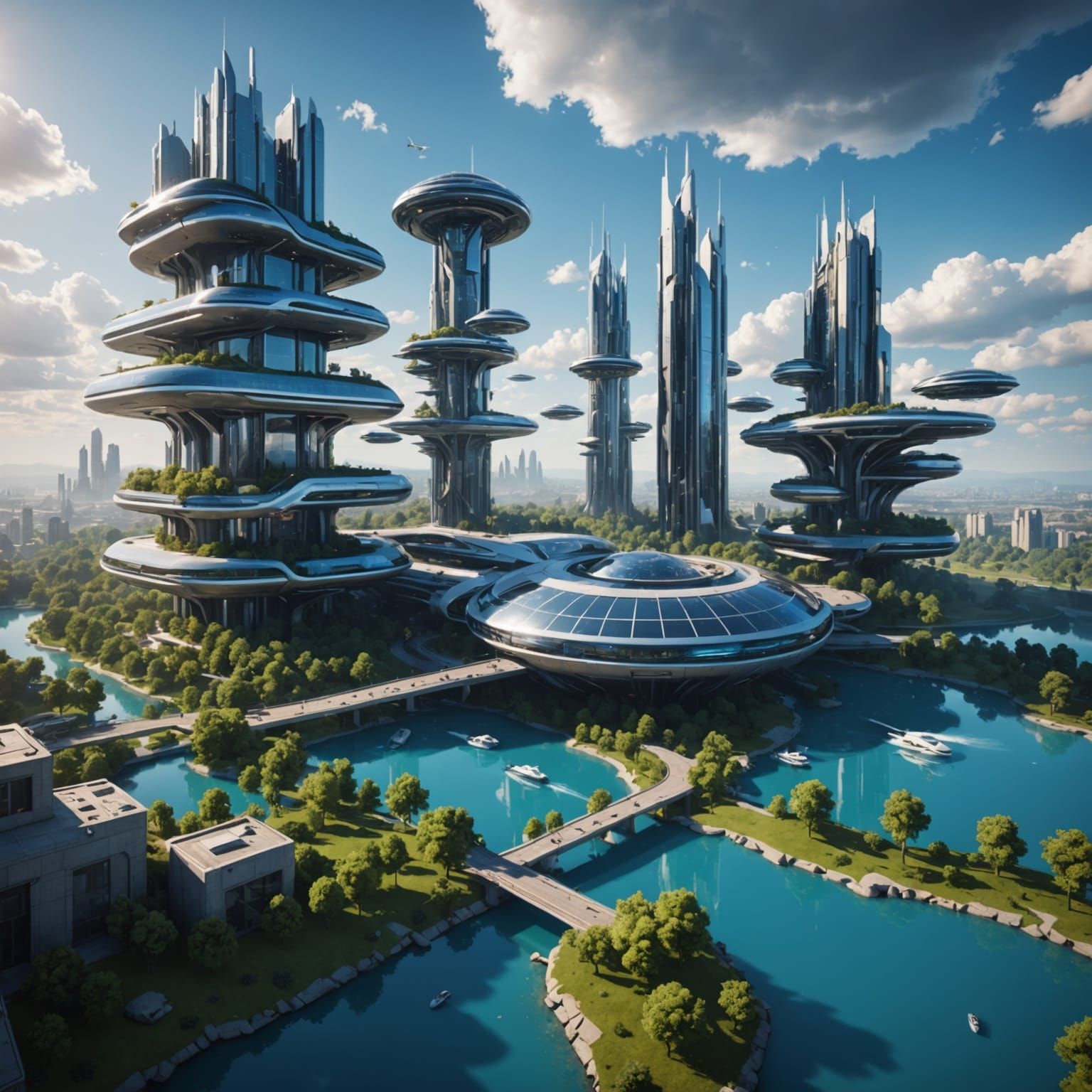 Floating Futuristic Archipelago in the Sky