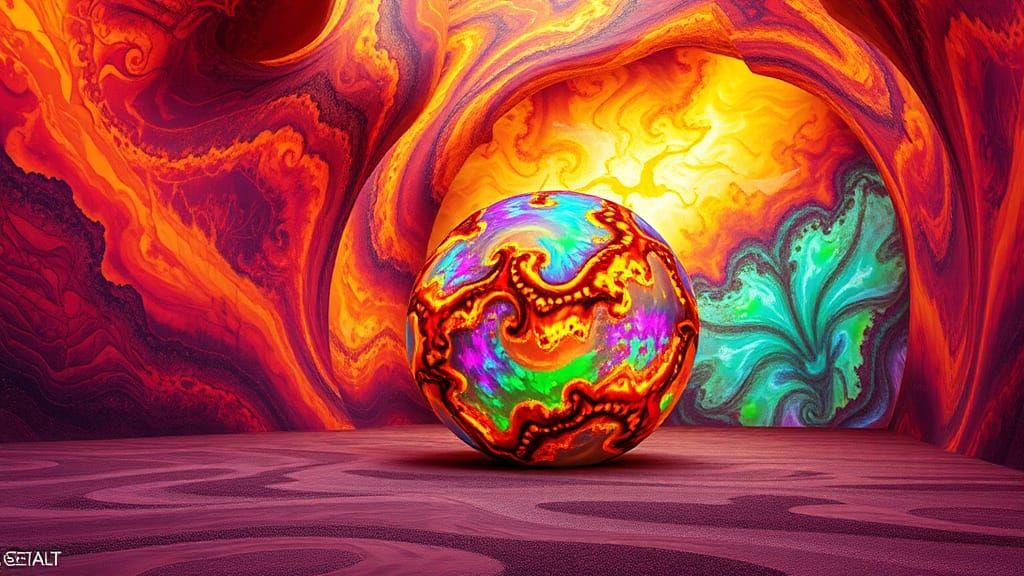 Surreal Space with Fractal Opal in Photorealistic Style