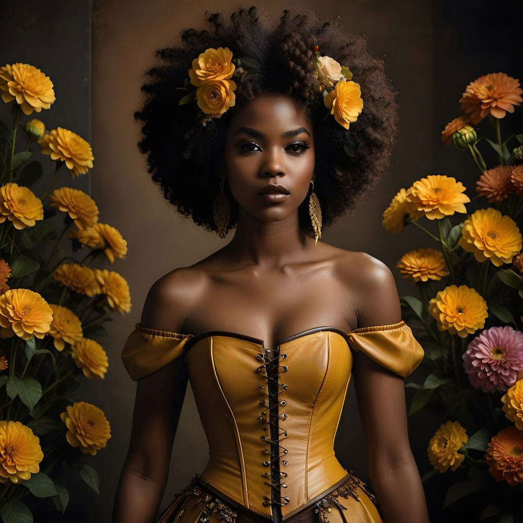 Dark-Skinned Beauty with Vibrant Afro and Siren Eyes