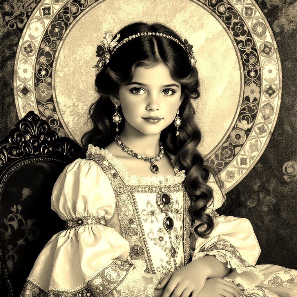 Romantic Portrait of a Regal Girl: Renaissance Impasto