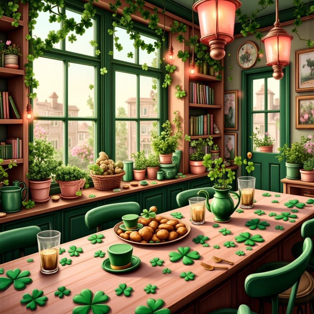 <lora:St Patrick in Love:1.0>Create a Close up Clean Oil Ink...