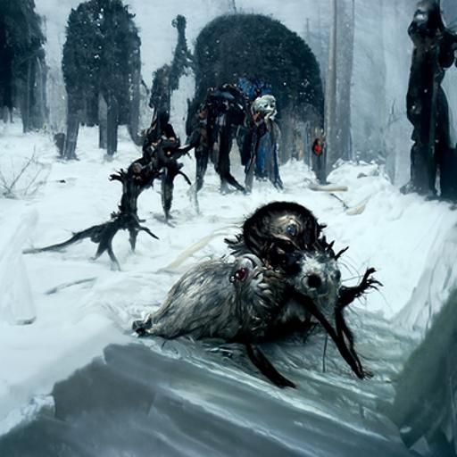 Frozen Rat King in Horror Style