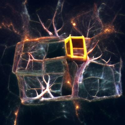 Abstract Cube Made of Extended Axons