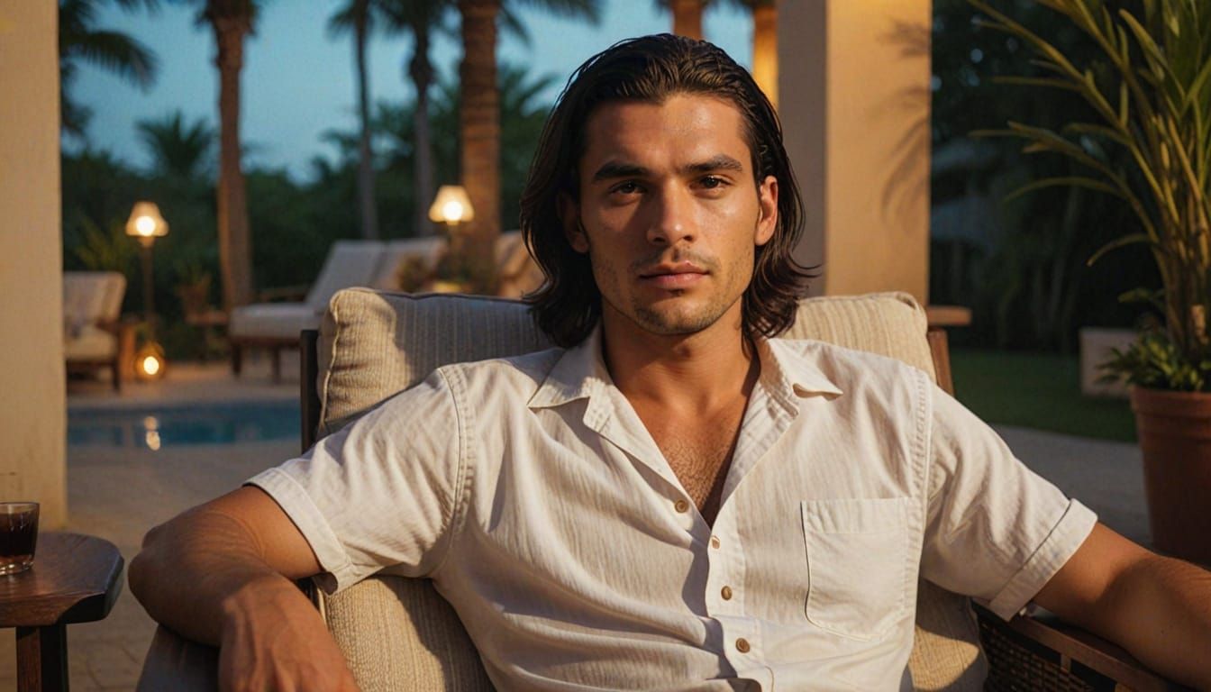 Elegant Aruban Gentleman Basks in Warm Golden Hour Light