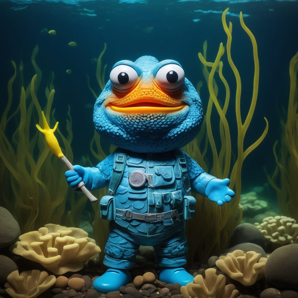 Whimsical Cartoon Fishman in a Playful Pose