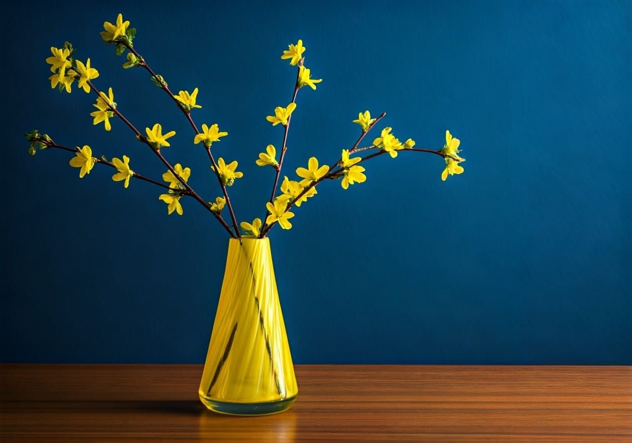 Elegant Art Deco-Inspired Vase with Yellow Flowers