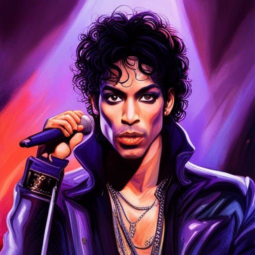 Prince doing Purple Rain Concert, everything is purple