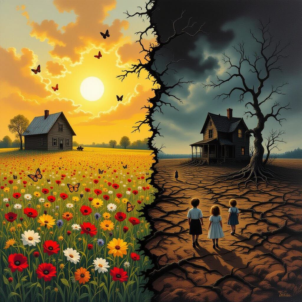 Vibrant Wildflowers Meet Surreal Apocalypse