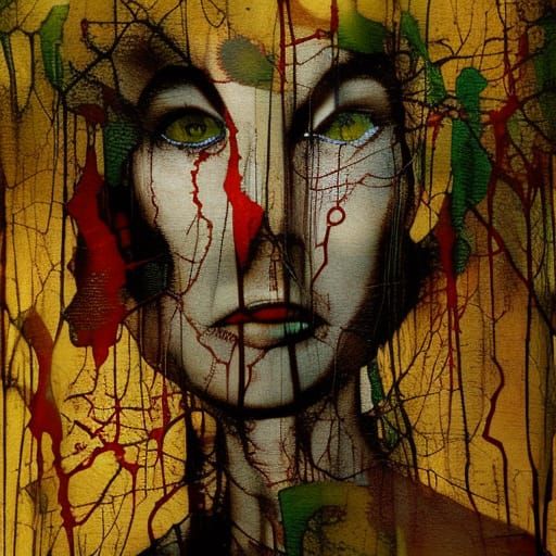 Claymation Portrait with Bioluminescence and Ink Drips